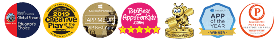 All the fantastic Awards that Classplash earned with their joyful music apps for kids